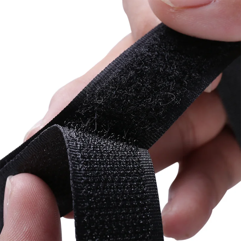 Adhesive Black Fabric Hook And Loop Strap Reusable Nylon Hook Loop
