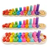 Top quality kids educational math toys wooden digital round stack shape matching board