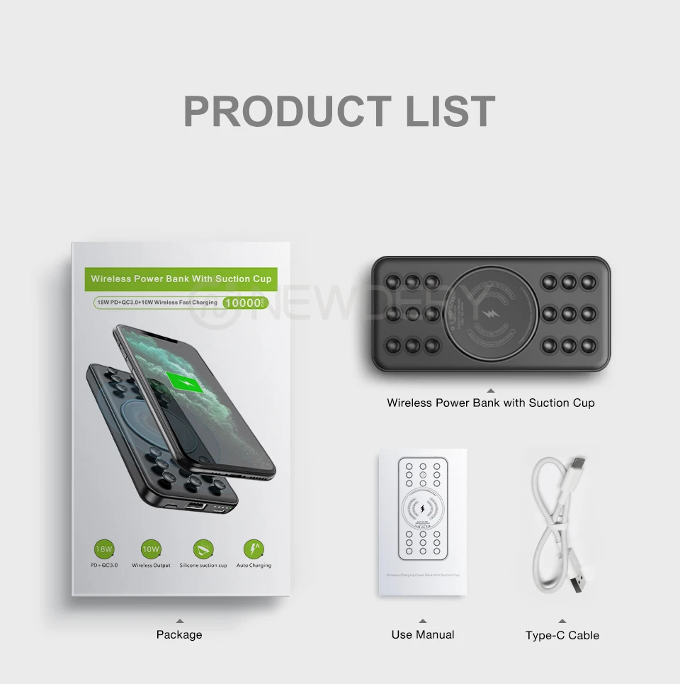 2020 Most Popular Power Bank for battery 10000mAh for Apple mini Fast Charger Quick Charge Qi Wireless Charging PD Pover bank - ANKUX.COM