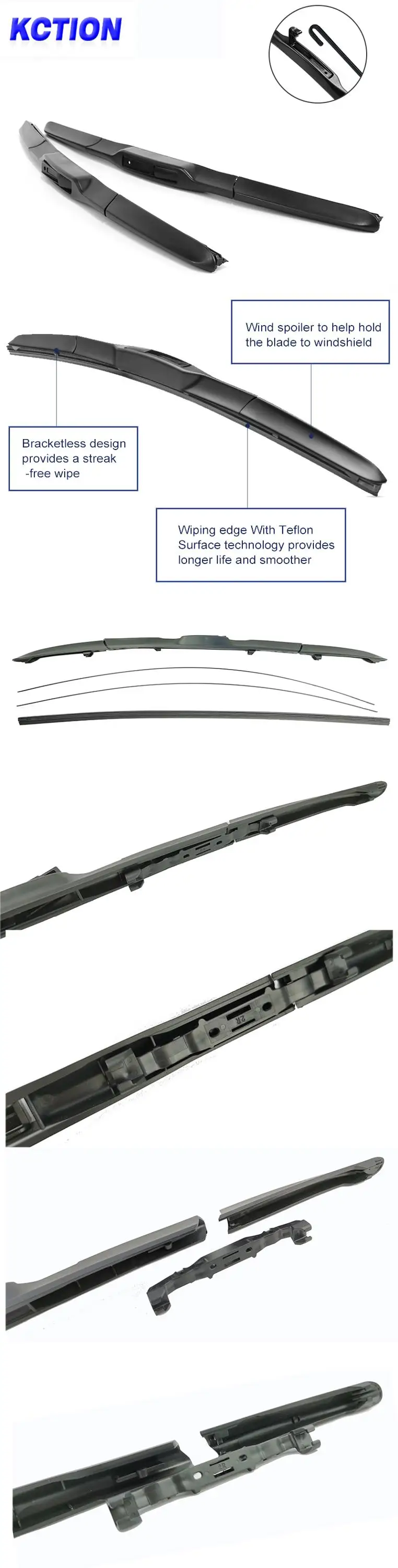 Kction Factory Wiper Blade Brands Rubber Extrusion Windshield Hybrid