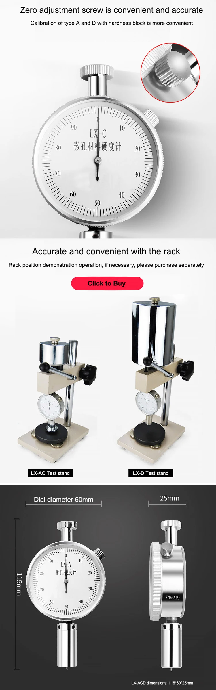 Rubber Shore A Durometer Hardness Tester