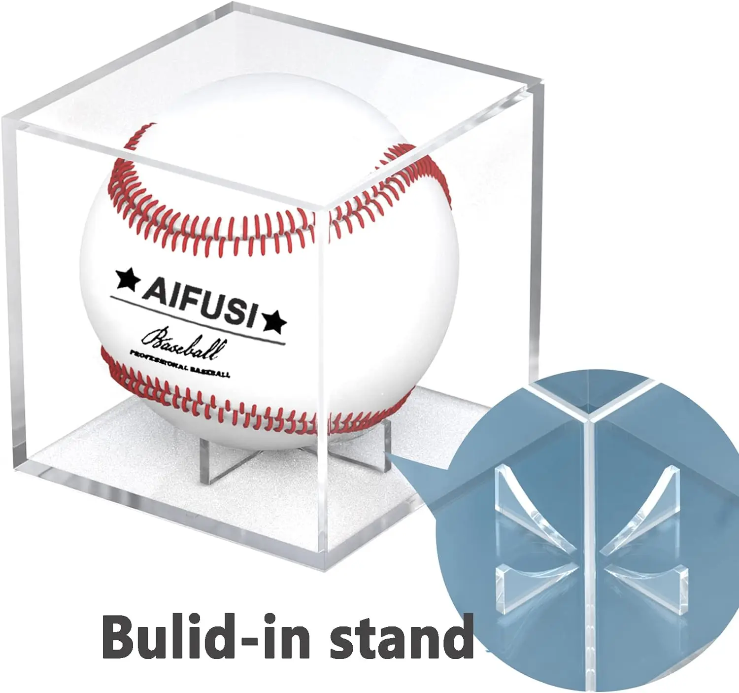 Baseball Display Box,Uv-proof Acrylic Cube Baseball Stand Square ...