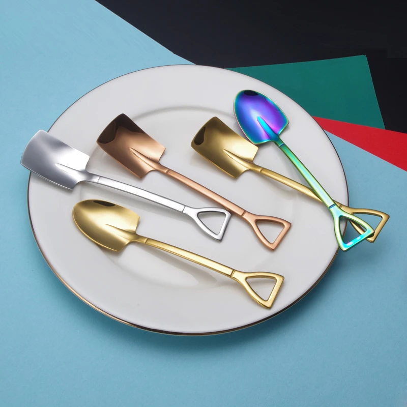 
New Design Shape Small shovel Coffee Spoon 304 Stainless Steel Small Tea Spoon for Wedding Favors 