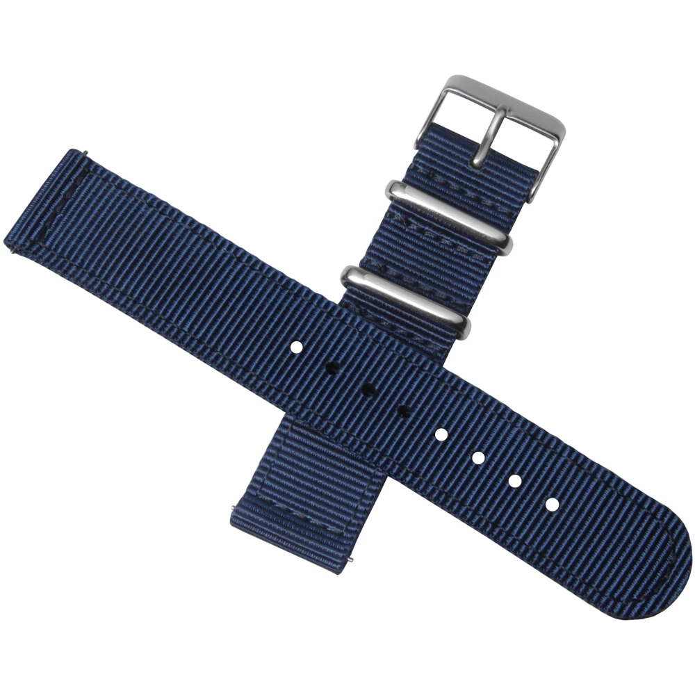 新款条纹 nato 手表带精细编织尼龙表带 20毫米 22毫米,实心 304 不锈