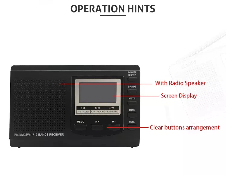 Classical Household Desktop Portable Radio Pocket Size Lcd Digital