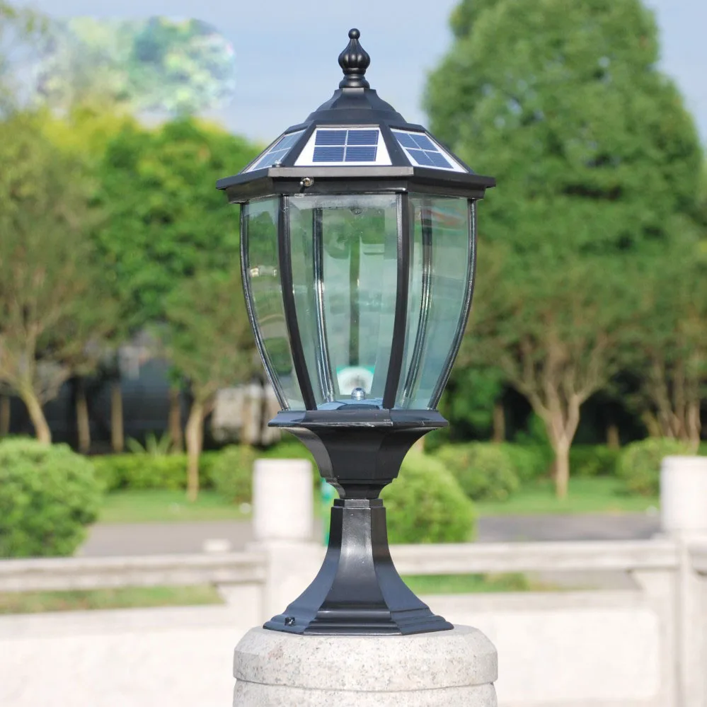 Outdoor Solar Powered Post Light Wood Fence Posts Outdoor Wooden Lamp ...