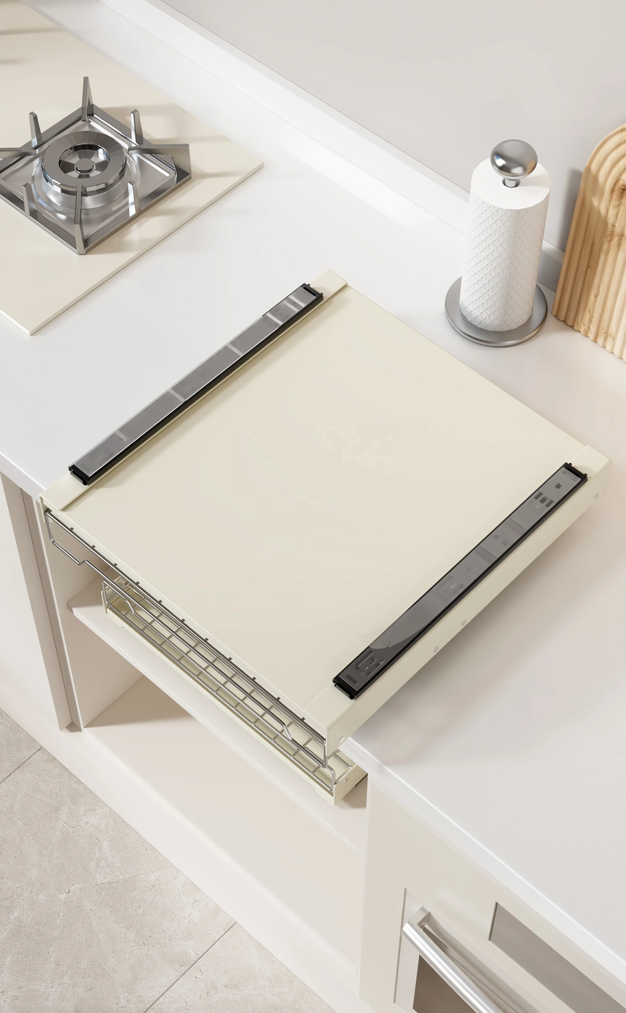 Pull Out Dish Rack Shelf Organizer Sliding Out Dish Storage