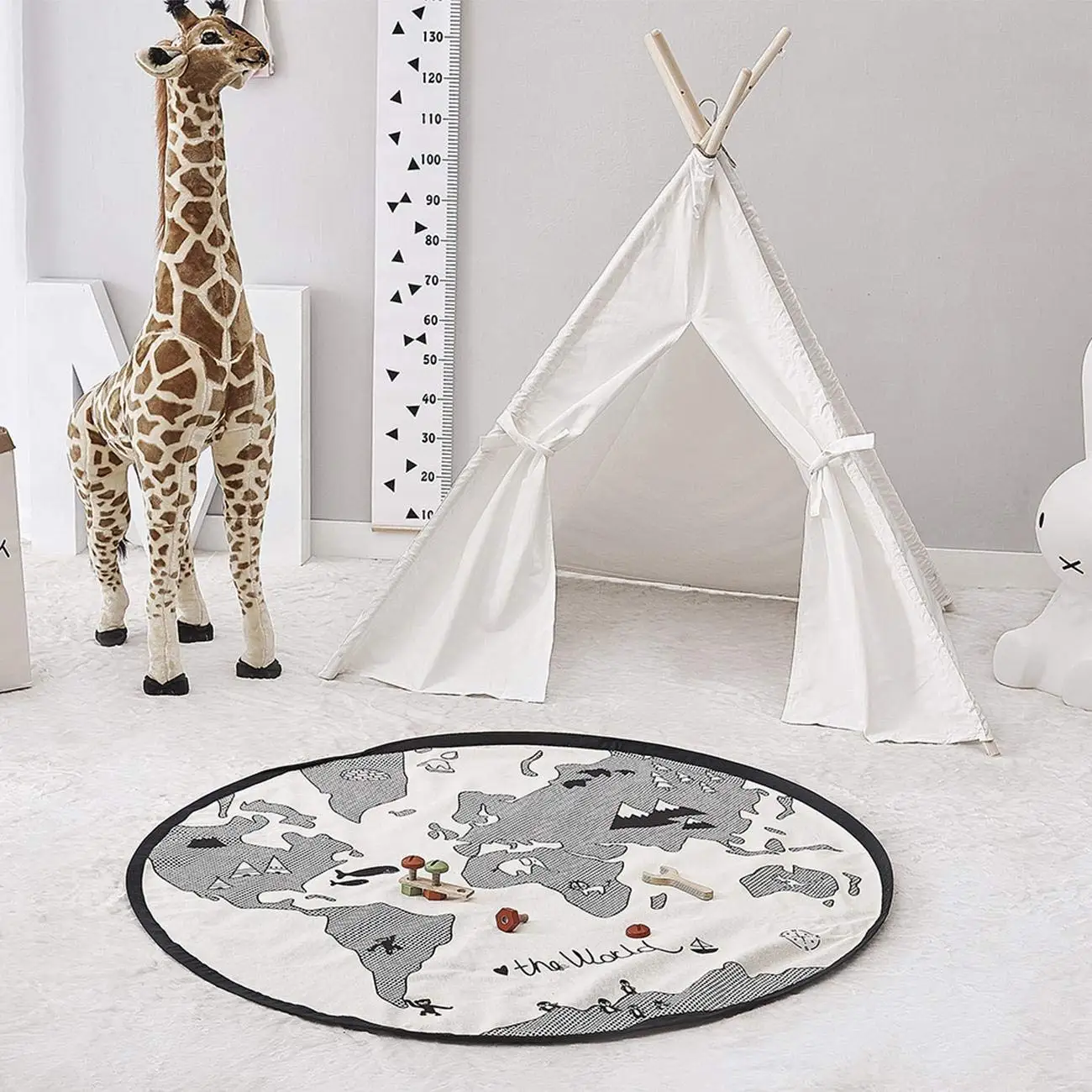 Adventure World Map Pattern Baby Play Mat 53 Inches Crawling Mats Floor Playmat Activity Round