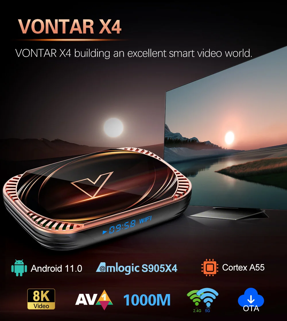 Vontar X4 Tv Box 4gb 32gb Android 11 Amlogic S905x4 1000ethernet 2.4g ...