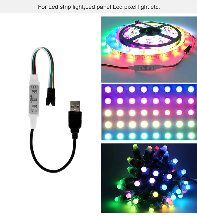 3Key Mini USB SP002E Controller 600 Pixels DC5V-24V For Addressable LED Lights 