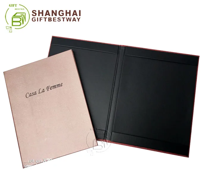 Hi Quality Genuine Leather Menu Covers A4 Pu Wood Menu With Low Moq
