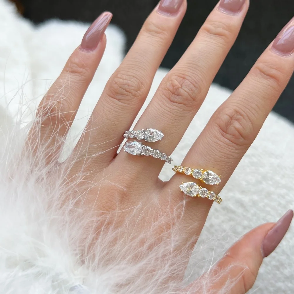 S925 Sterling Silver Niche Ins Fashion Light Luxury Ring for Women Snake-Shaped Wrapped Lab Diamond Rattan Man Silver Ring