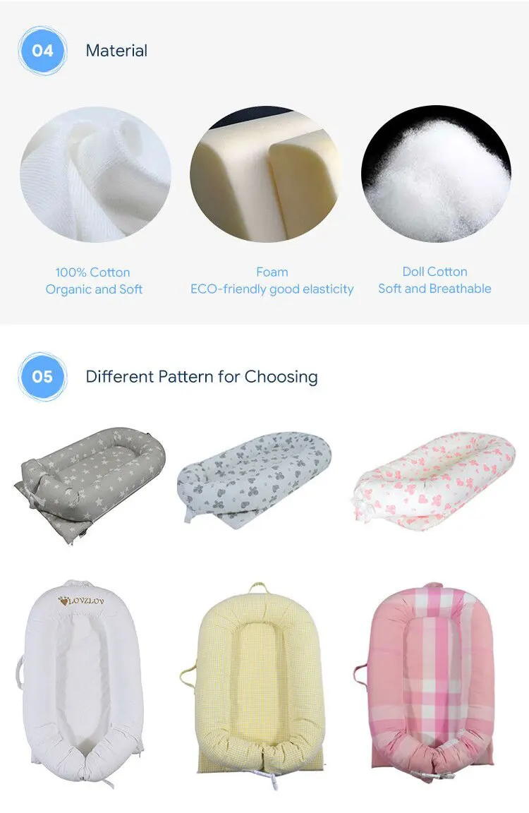 0-3 Years Travel Breathable Hypoallergenic Co-Sleeping Baby Lounger Bassinet