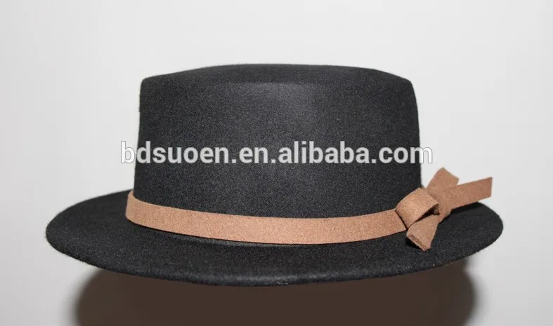 Womens yellow elegant wool felt boater hat wholesale