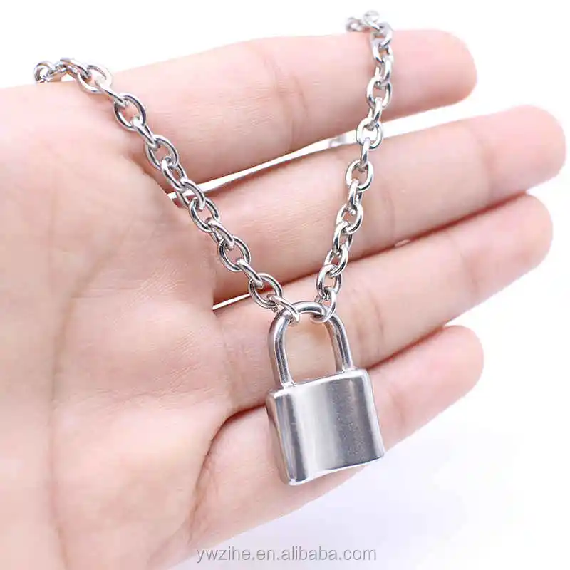 Stainless Steel Padlock Necklace Silver Padlock Necklace 