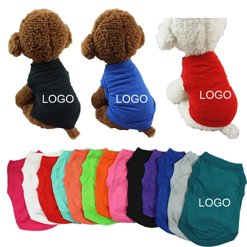 Wholesale Summer Cheap Cotton Plain Color Pet Clothes Blank Dog T Shirt