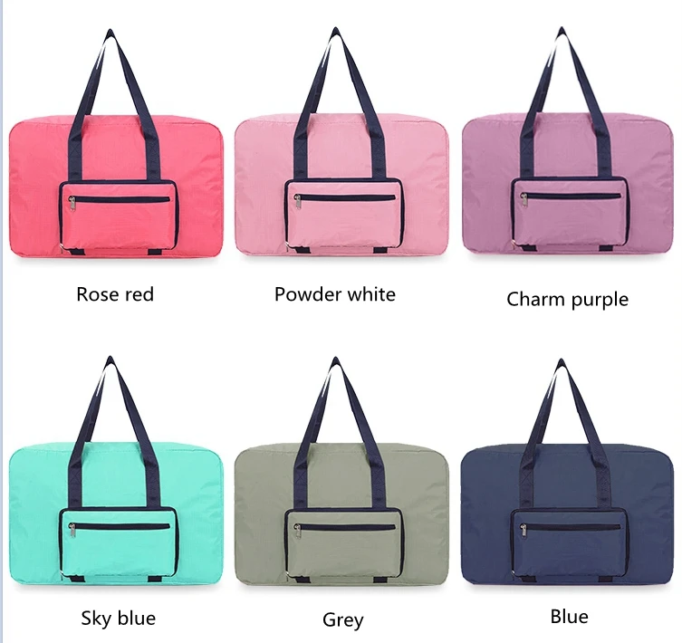 Waterproof foldable 210d oxford cloth fabric large capacity short travel bag for trolley case use