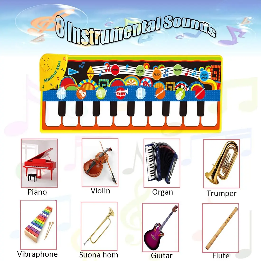 Hot Sale Musical Instrument Piano Play Mat Dance Mat Baby Early