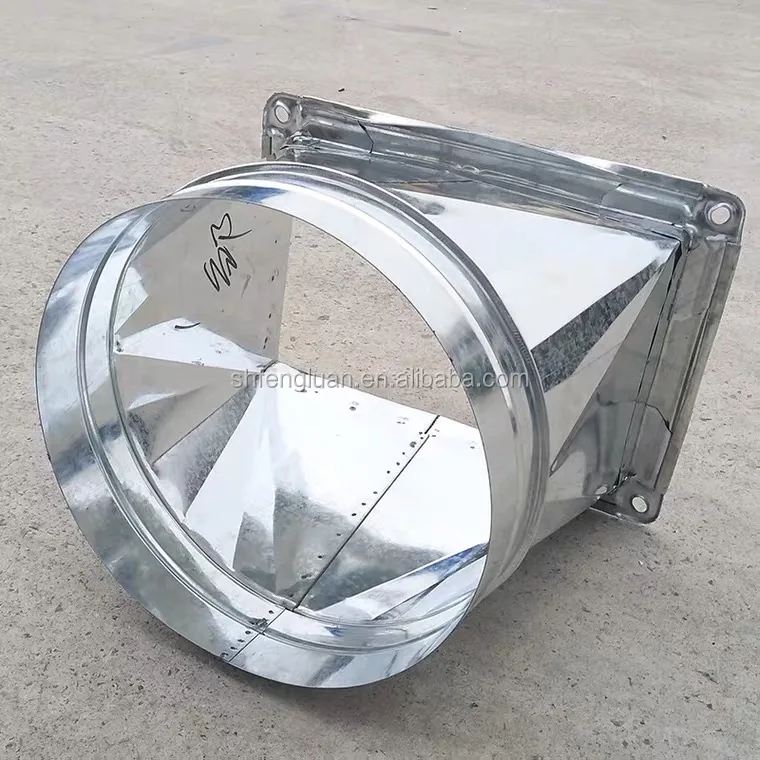 Square To Round Pipe Fitting Hvac System Galvanized Steel Duct Fitting