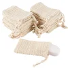 Natural sisal soap saver bag pouch with drawstring for foaming, drying soaps, exfoliation, massage shower bath