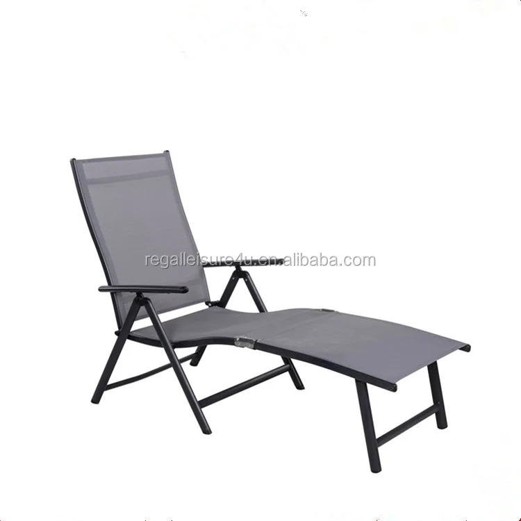 Outdoor Deluxe Aluminum Beach Yard Pool Folding Chaise Lounge Chair Recliner Outdoor Patio,Grey