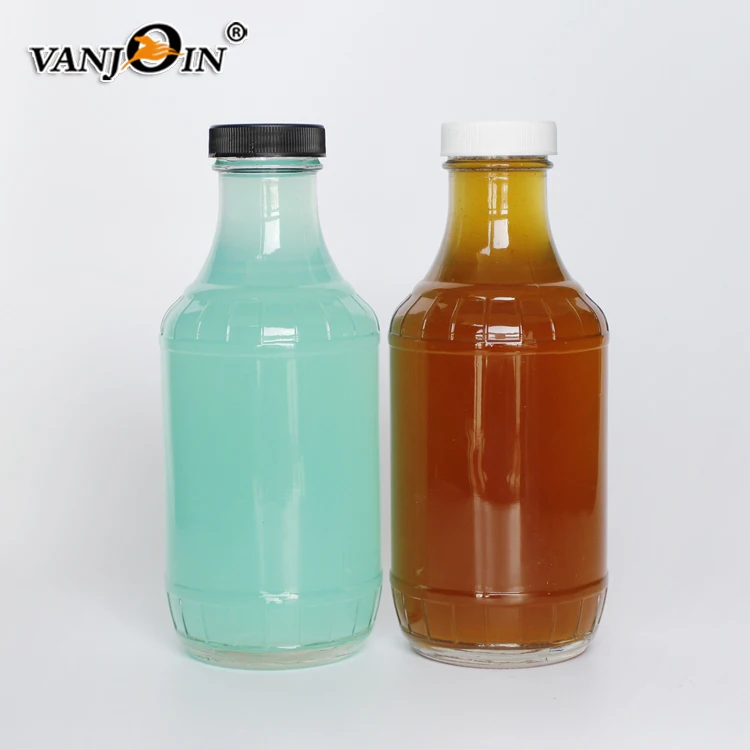 16 Oz Clear Glass Sauce Decanter Bottles 16oz Sauce Bottles With Ribbed