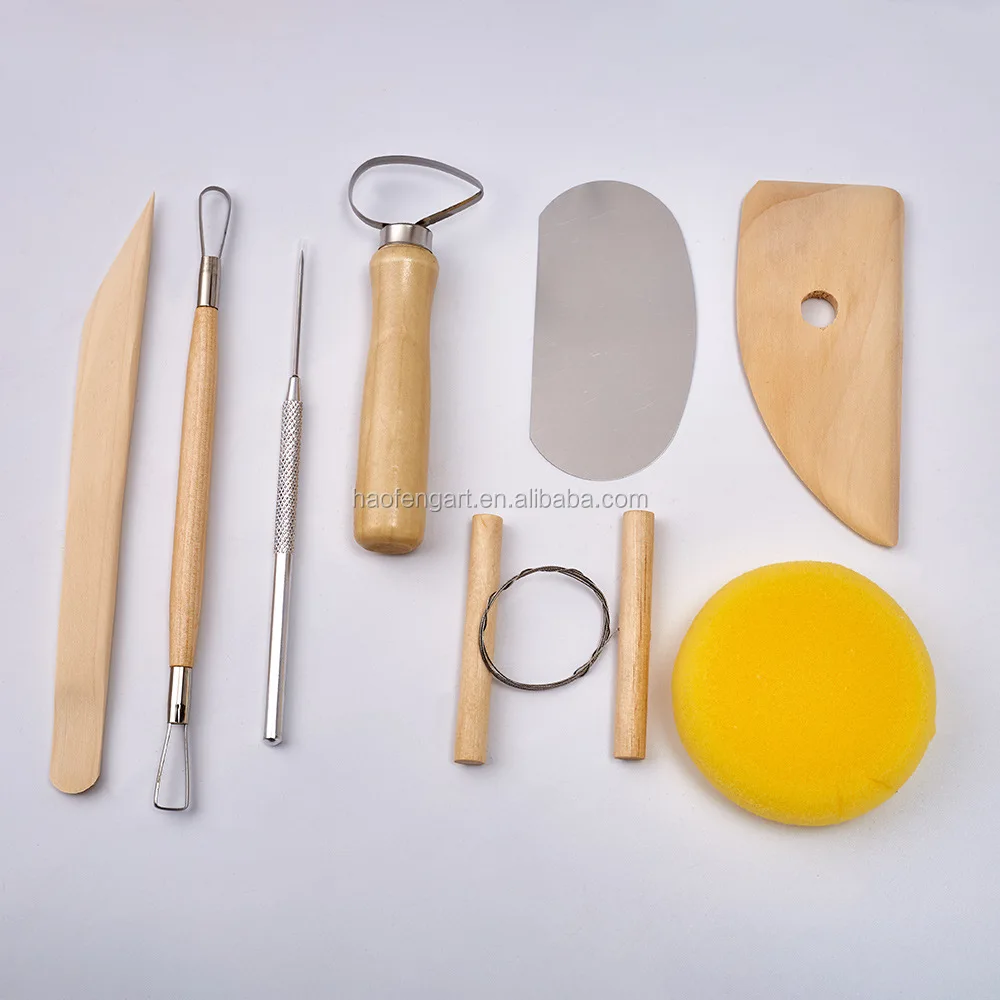 Haofeng Premium 8pcs Pottery Tools Clay Wood Engraving Kits Stainless