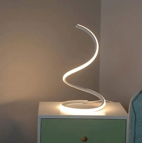 Hot sale nordic new design LED S snake cheap spiral table lamp adjustable night light bedroom