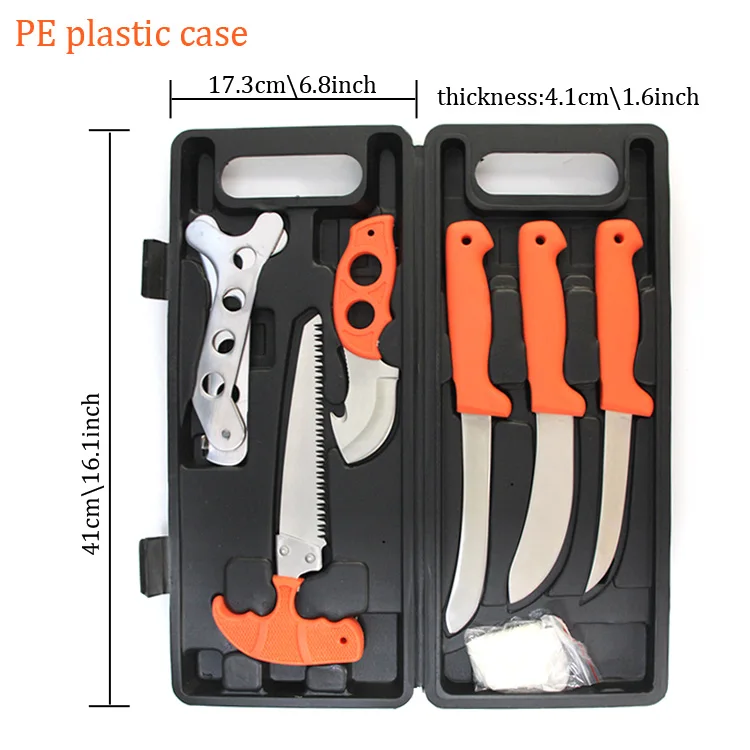 Outdoors Survival Kit 7pcs Hunting Knife Tool Set Bone Bushcraft Saw