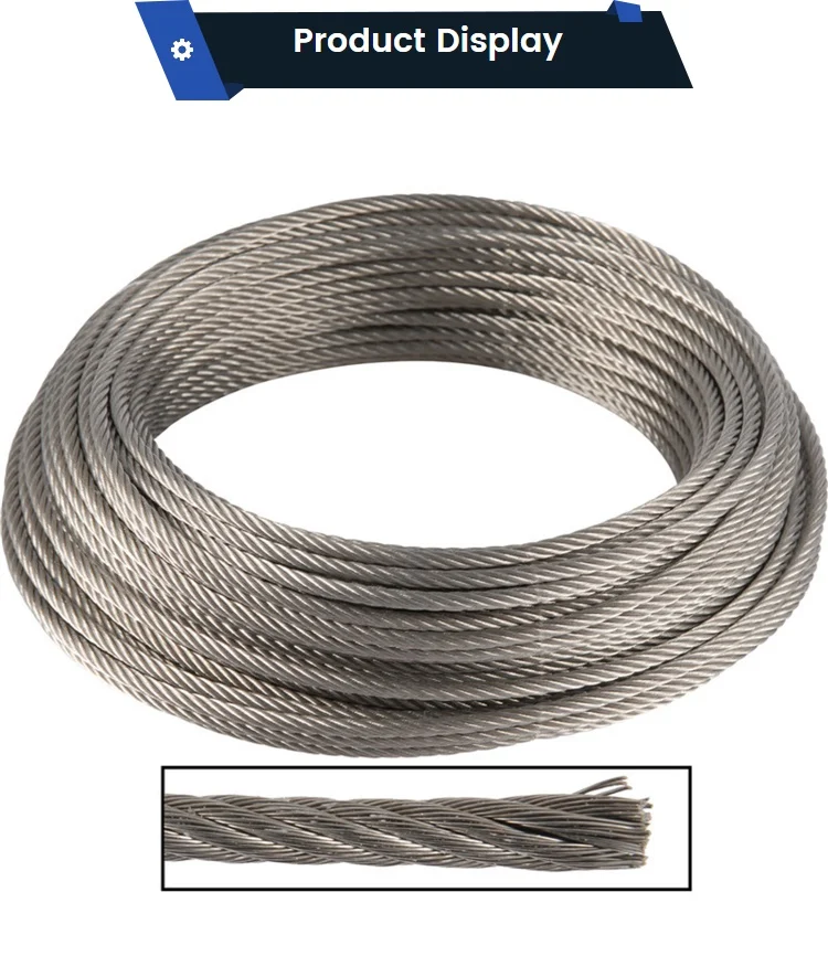 5/64" 316 Stainless Steel Cable Wire Rope Grade 7x7 wire rope  2mm 50ft 