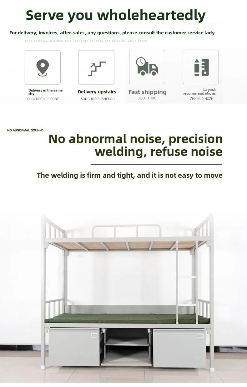 product wholesale custom heavy duty metal double bunk bed detachable knock down single bed frame for school bedroom apartment hospital-2