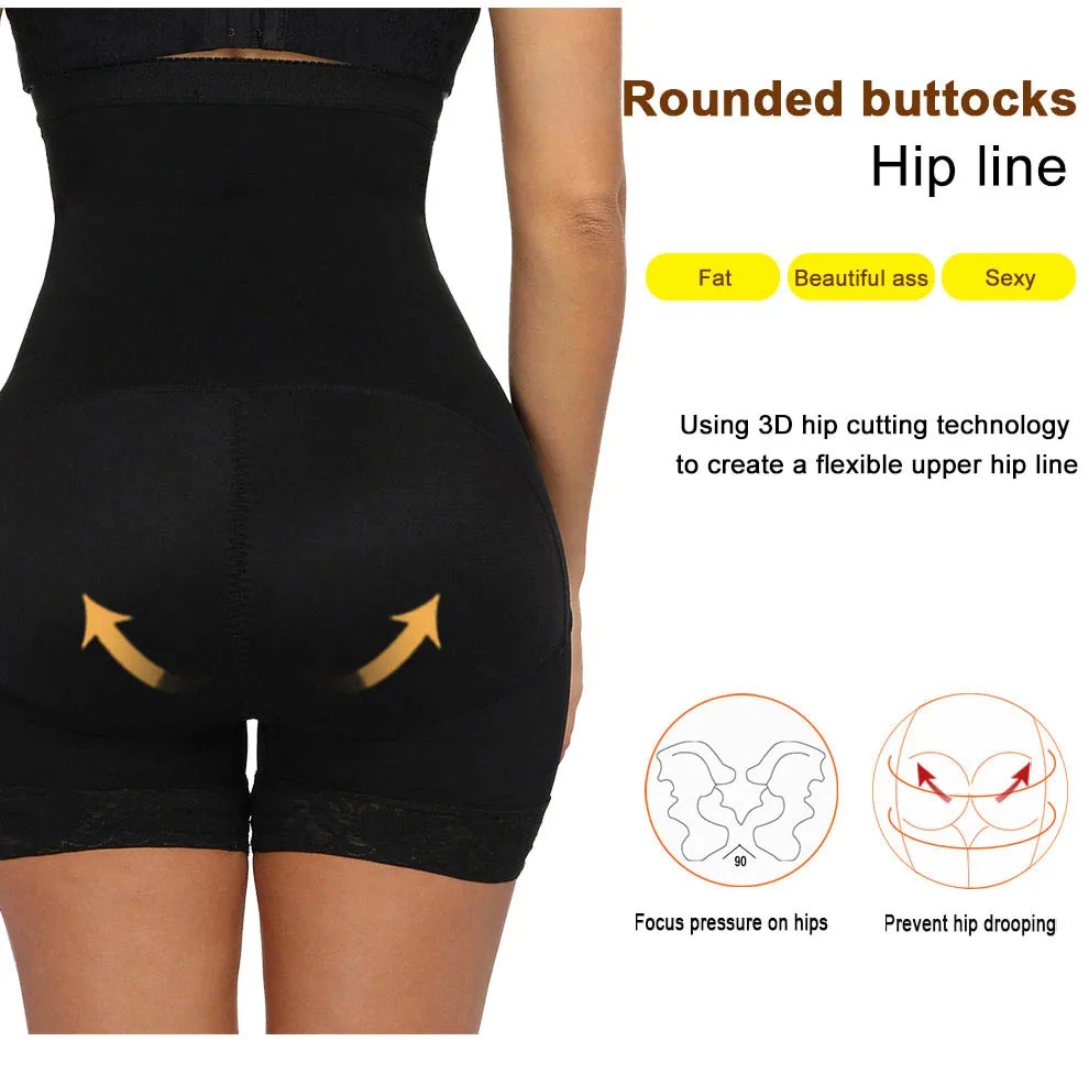 HEXIN Breasted Lace Butt Lifter High Waist Trainer Body Shapewear Women Slimming Plus Size Underwear With Tummy Control Panty