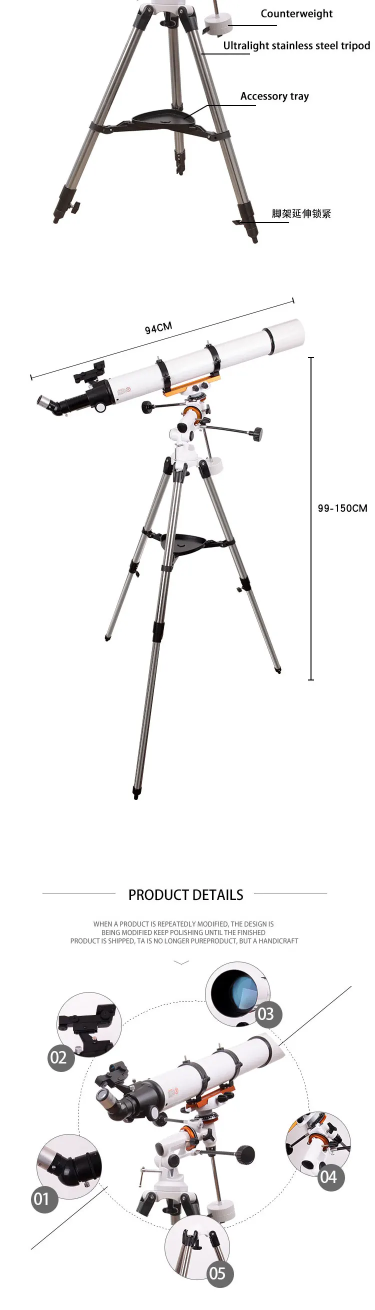 Luxun F90080m 80eq Telescope High Magnification Refractor Astronomical Telescope 80900 With Nano