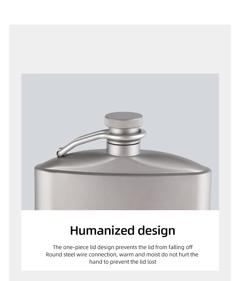 Titanium Hip Flask Canteen Design 260ml 8.8 Oz Capacity For Outdoor