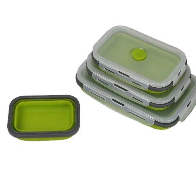 Bento Reusable Lunch Box 4 In 1 Set Silicone Collapsible Prep Food ...