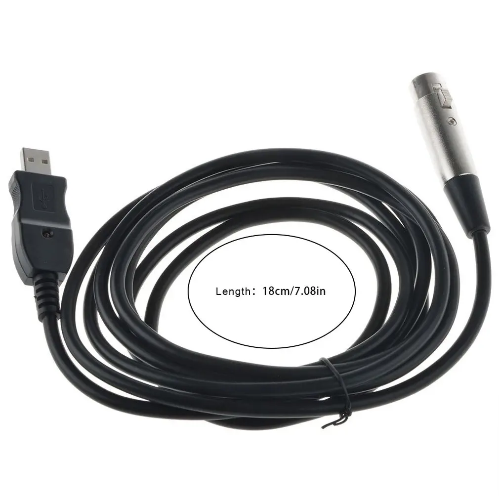 Black Cable Cord Adapter Microphone Link Guitar Parts Female to USB Male 3m 9ft 