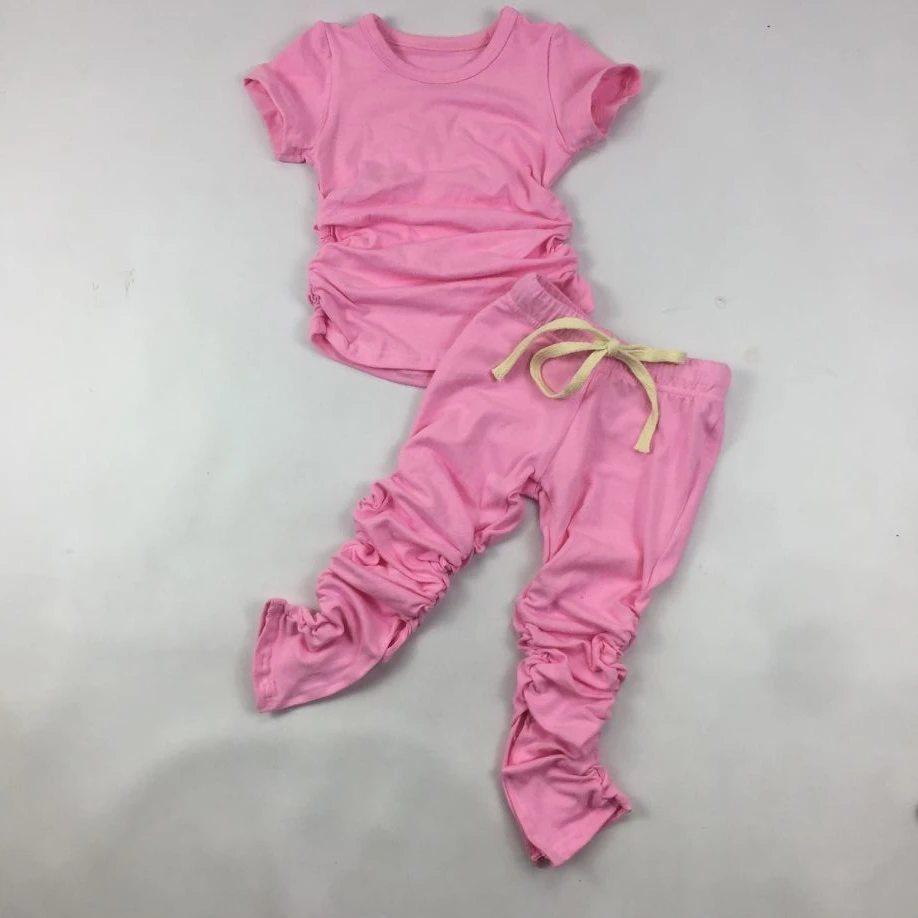 Rts Multi Colors Kids Stacked Pants Baby Girls Sets Sportswear Joggers