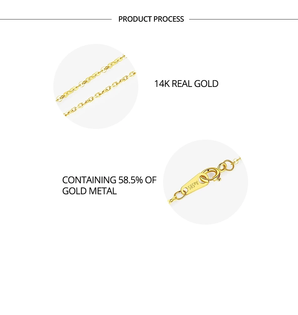 Czcity Real Solid Gold Chains Necklaces O Shape Chain And Link Chian