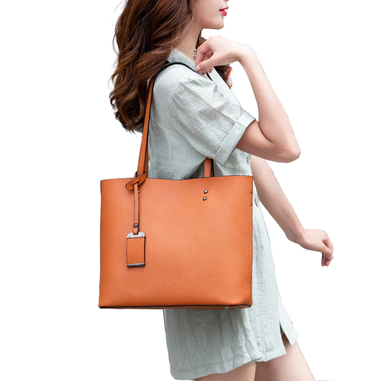 Classic Fashion Women Tote Bag Criss-Cross Textured Leather