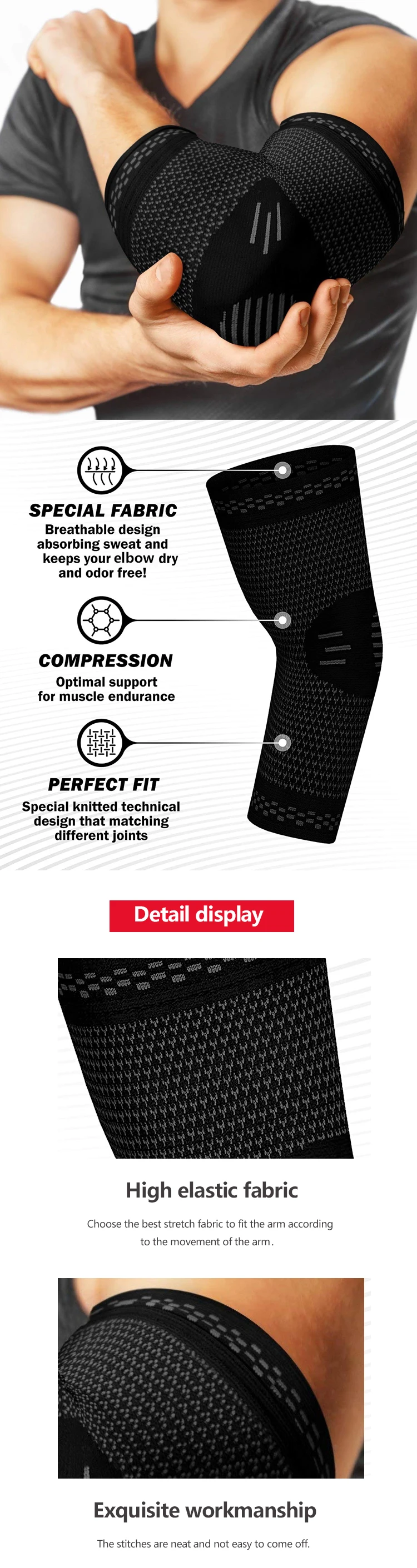 Enerup Custom Let's slim Aqua x Long Sports Compression Support Blank Spandex Arm Sleeve Elbow Brace for Basketball