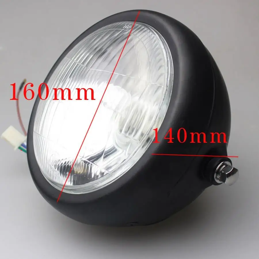 New Black Motorcycle Side Mount Headlight+Mount Fit For Honda Kawasaki Suzuki Yamaha Motorbike Headlamp