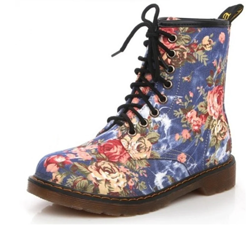 floral flat boots