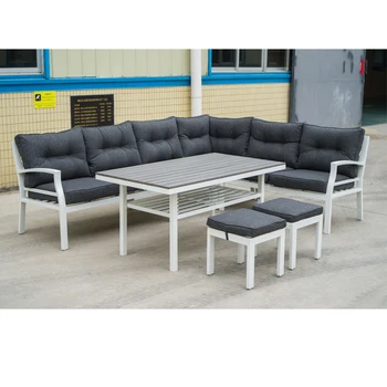 New Design Modern Aluminum Outdoor Sofa With Ottoman Aluminum For