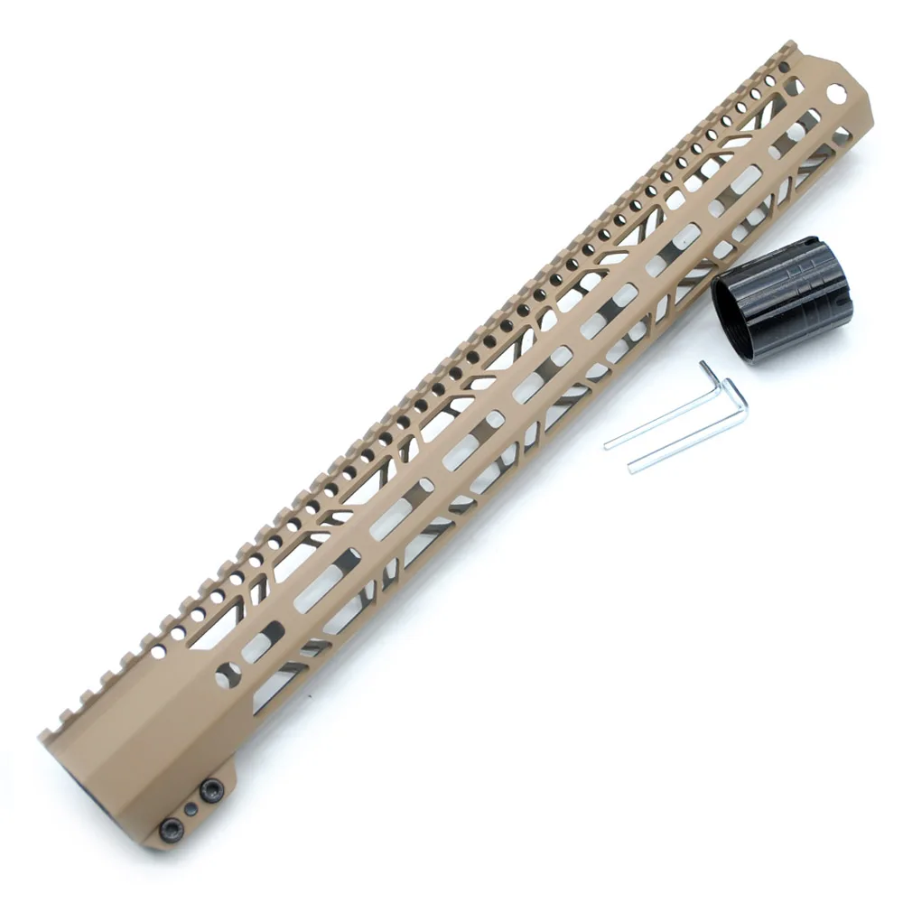 
New Clamp Style Low profile TAN/ FDE 17 inches .308/7.62 LR_308 DPMS M-LOK Rail Mount System Ultra slim Free Float Handguard 