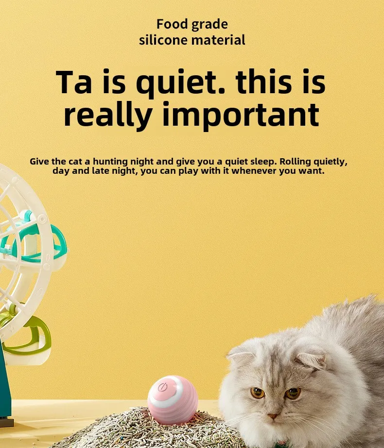Smart Electric Cat Toy Durable Plastic Rolling Ball Chewable Self-Entertainment Boredom Artifact Dust-Free PC Pet Supplies