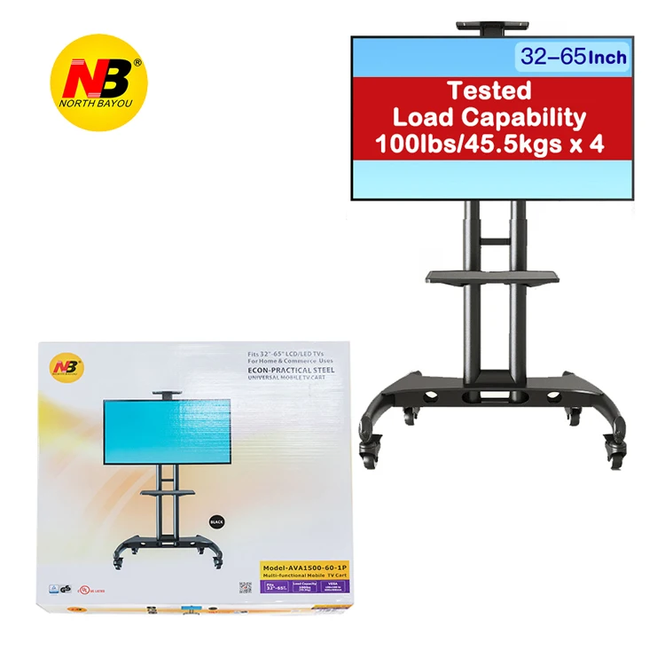 Nb North Bayou Ava1500-60-1p 360 Swivel Floor Stand TV Cart for 32