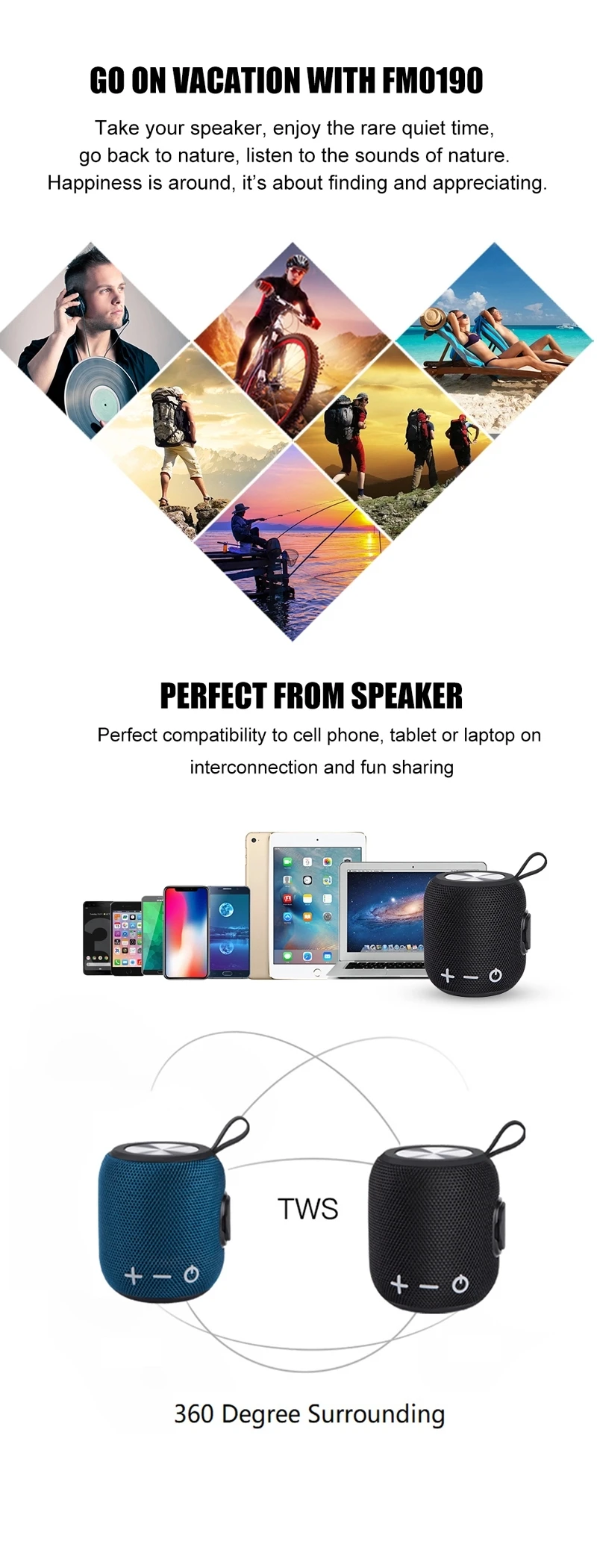 2019 Best Product Bluetooth Speaker Home Theatre System Speaker Wireless Portable Music Bluetooth Speaker Waterproof IPX7 - ANKUX.COM