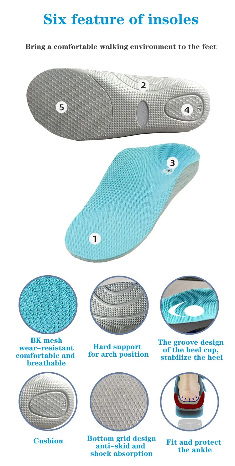 Custom Professional Medical Flat Foot Various Clubfoot Children Orthopedic Arch Support Insoles For Kid Toddlers Children Baby