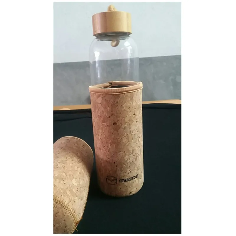 Cheap 15oz/450ml Wide Mouth Glass Water Bottle With Plastic Sleeve