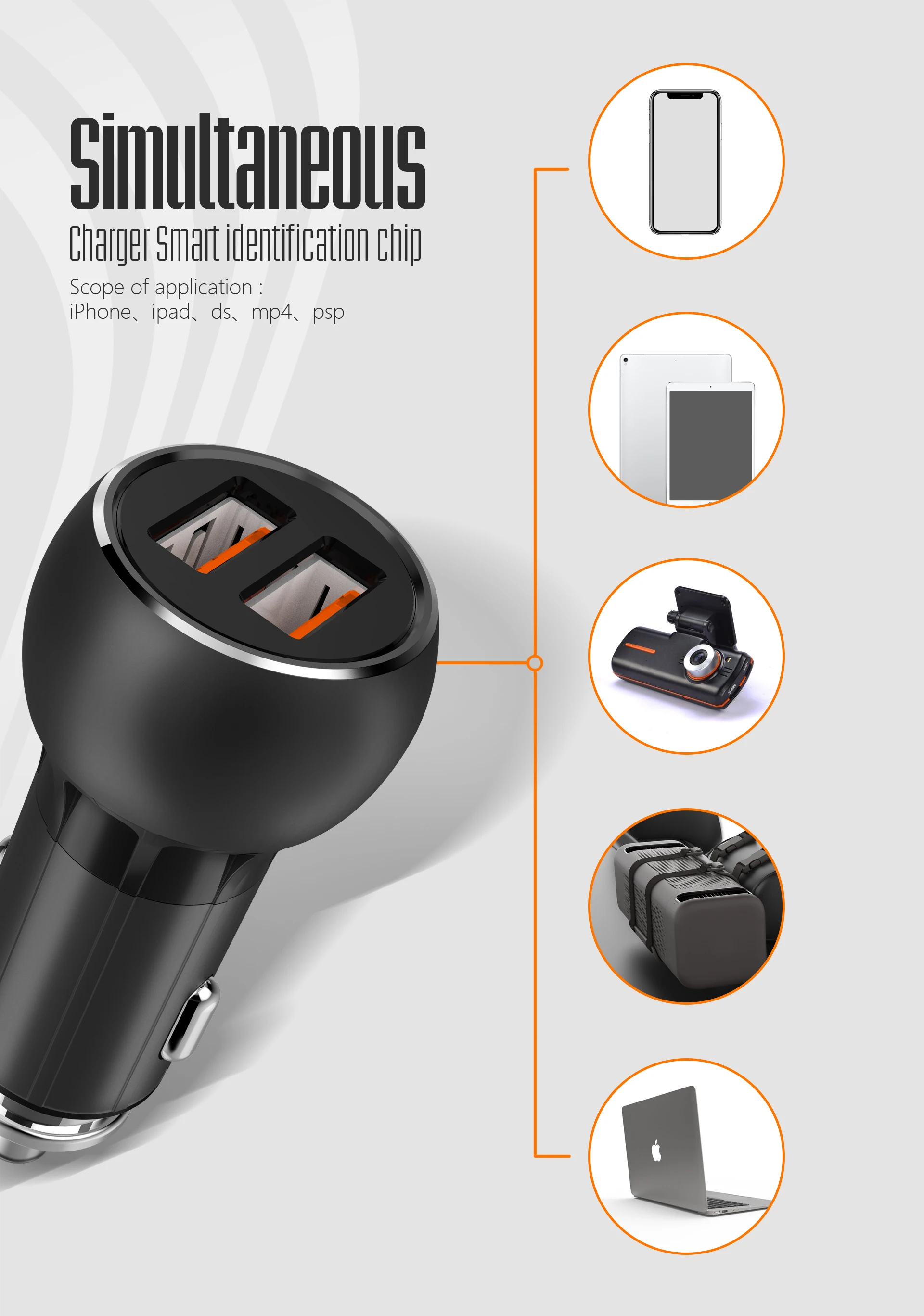 LDNIO C503Q Dual Port QC3.0 Car Charger 2 USB Fast Charging In Car Charger